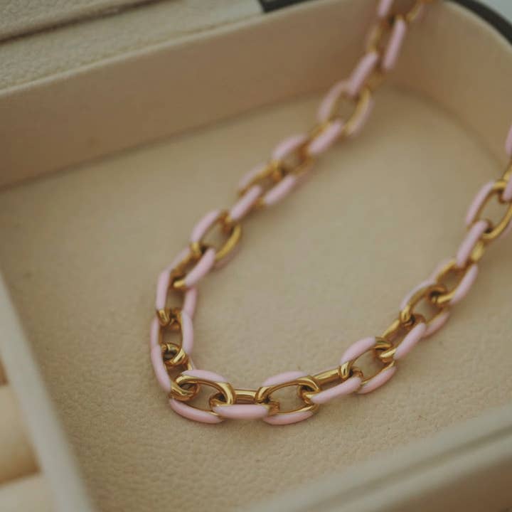 AnimiraJewels - Chunky Pink Link Chain Necklace for wholesale by Animira Jewels
