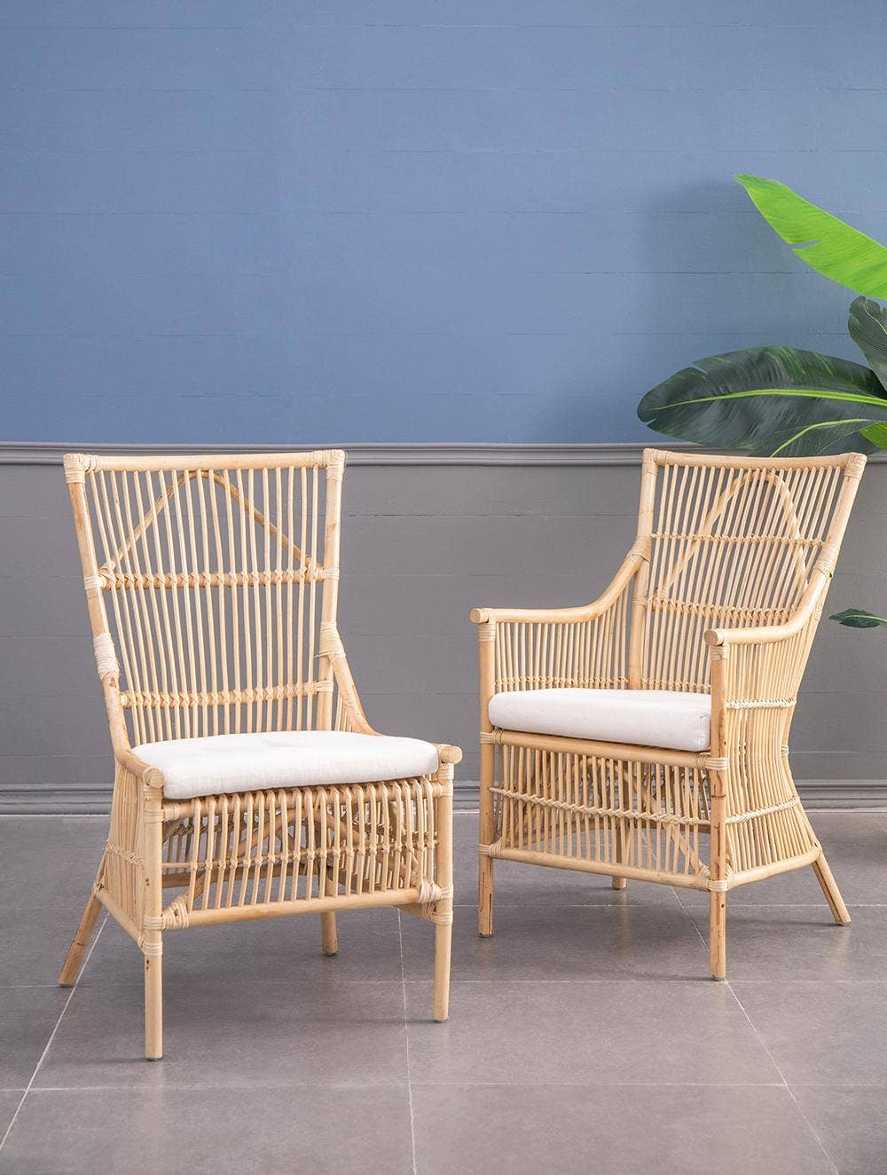 A&B Home Group Inc. – Engroshandel Stol – 23x23x37,5" Rattan Stol Høj Armlæn - Brun/Creme23