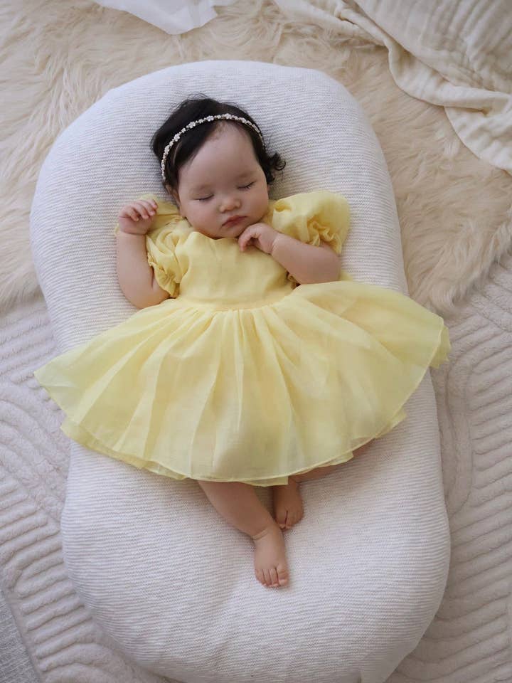 Arabella Yellow Girls Baby Dress for wholesale by A Little Lacey