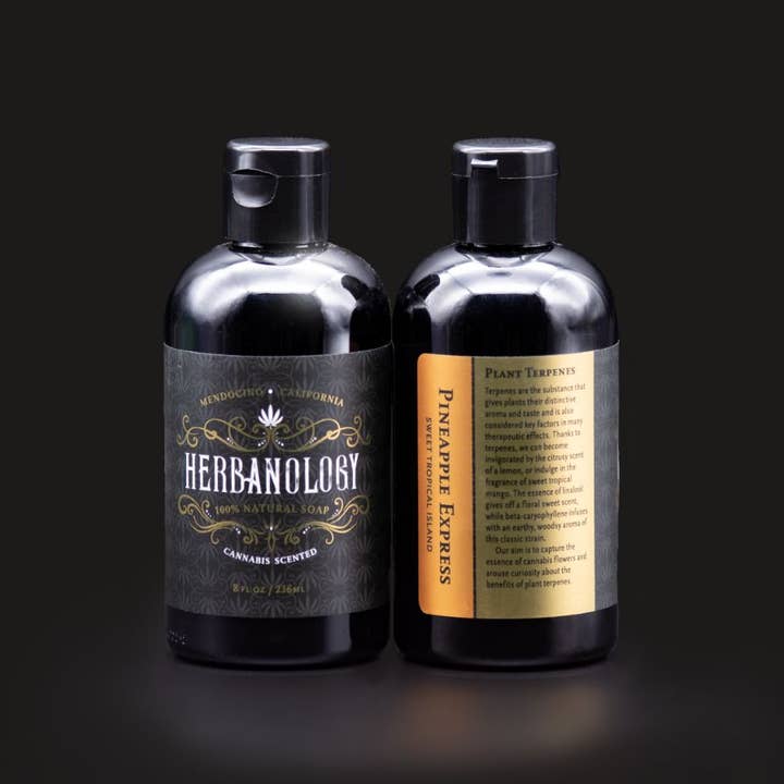 Pineapple Express 8oz Cannabis Scented Liquid Soap for wholesale by Herbanology Aromatics