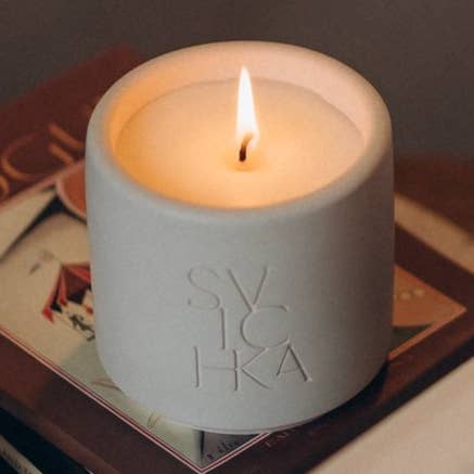 SVICHKA - Wholesale Jar/Filled Candle - Soft Beige Candle in Artisan Concrete Jar — Hazel Grove2