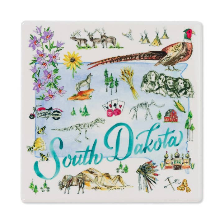 SD State Collection Ceramic Coaster South Dakota Rosanne for wholesale by Boston International