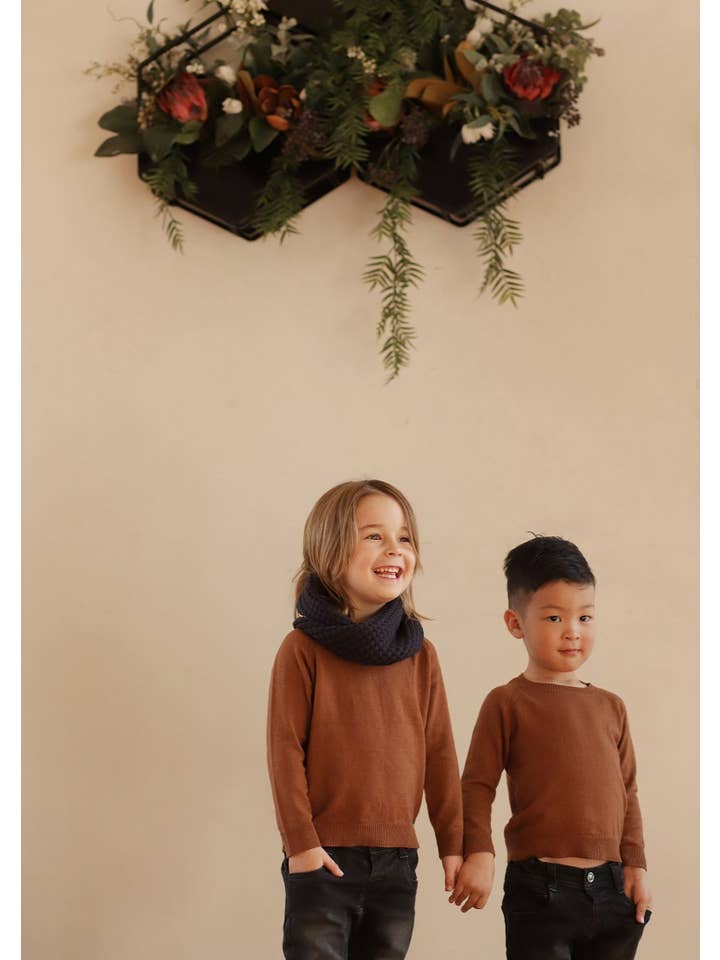 iMiN Kids - Wholesale Knitted jumper – Kids - Boys Lightweight Caramel Brown Sweater4