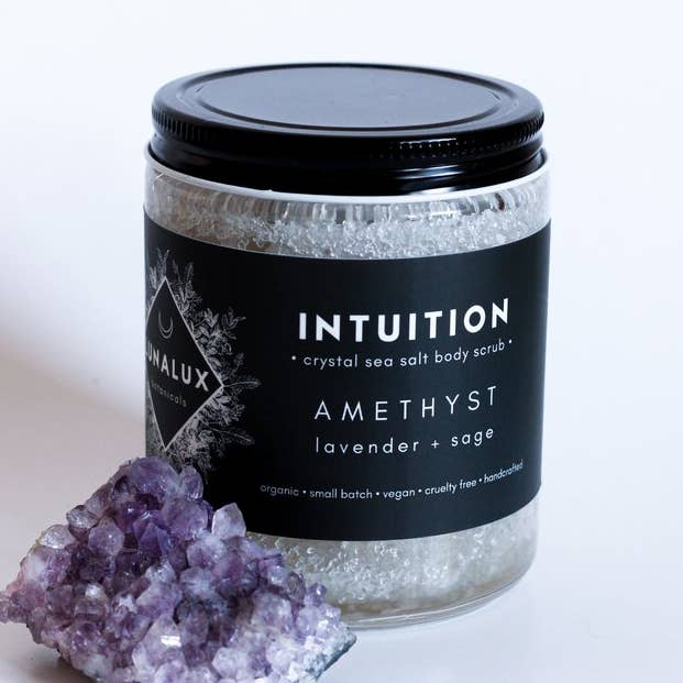 Lunalux Botanicals – Großhandel Körperpeeling – INTUITION//Amethyst-Kristallkörperpeeling0