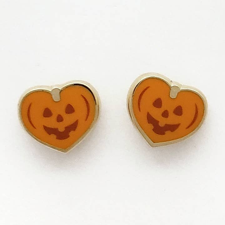 jack-o-lantern heart earrings for wholesale by These Things