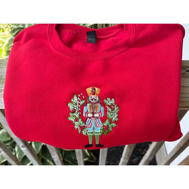 Christmas Nutcracker Embroidered Gildan Crewneck for wholesale by Your Embroidery Girl