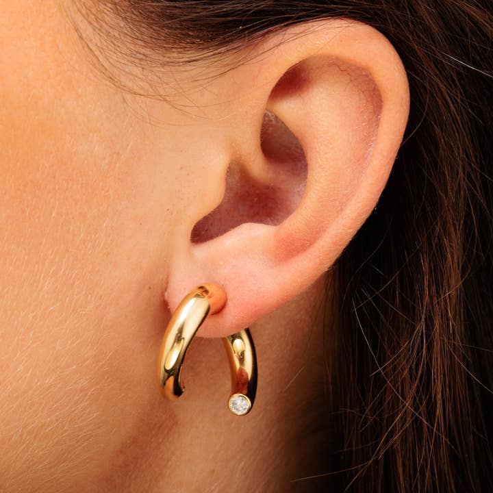 Scream Pretty - Recycled Sterling Silver Jewellery - Wholesale Single Earring - Sparkle Single Split Hoop Earring with Clear Stone3