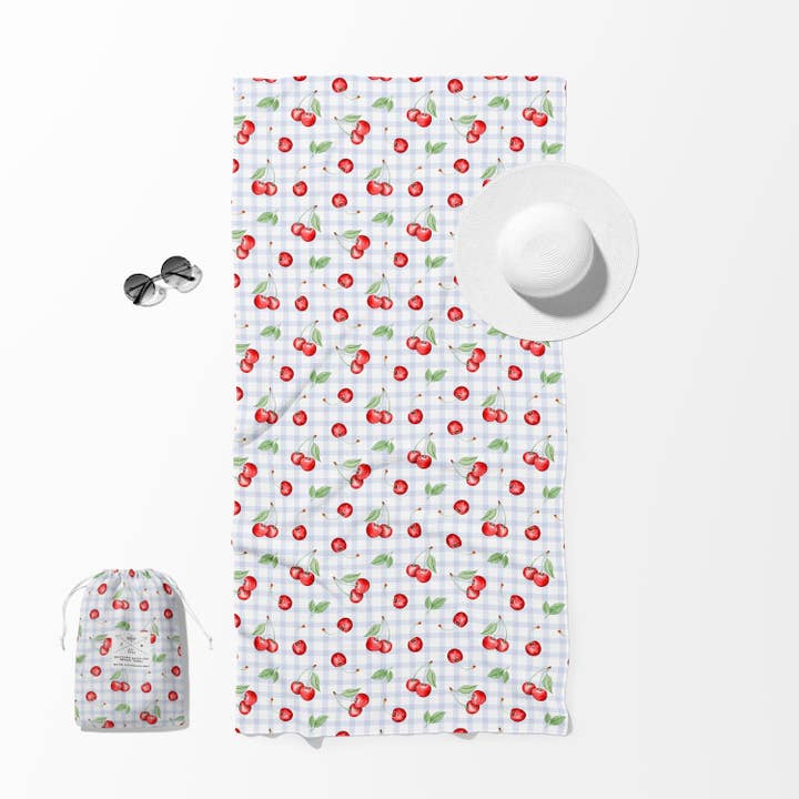 Asciugamano da Spiaggia Asciugatura Rapida Double Face Ciliegie da Picnic per la vendita all'ingrosso da parte di June Apothicarie