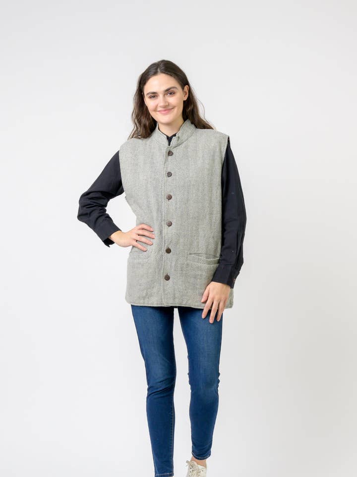 Rhea Nehru Collar Vest, Acrylic, Semi-Formal Layer for wholesale by Rhea