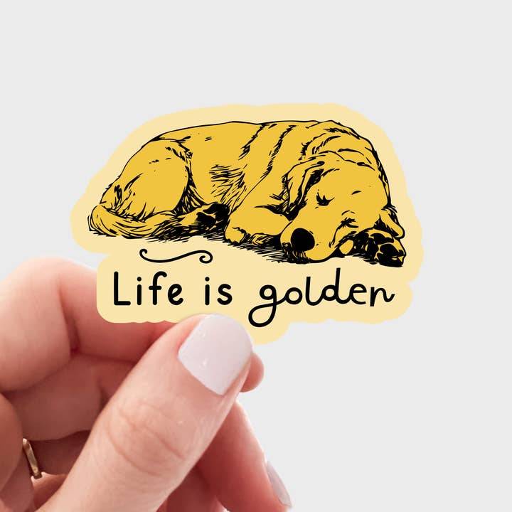 Life is Golden Sticker - dog mom, retriever, pet store for wholesale by Yarnival