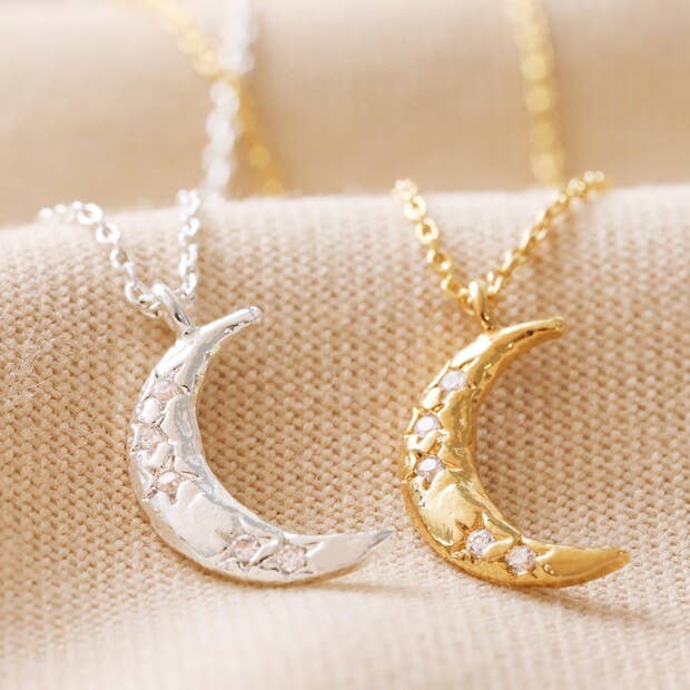 Lisa Angel - Wholesale Pendant/Charm Necklace - Crystal Crescent Moon Necklace in Gold4