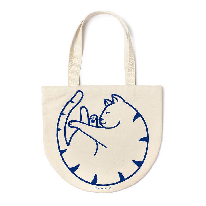 Seltzer Goods - Wholesale Tote Bag - Women's - Curled Cat Round Tote