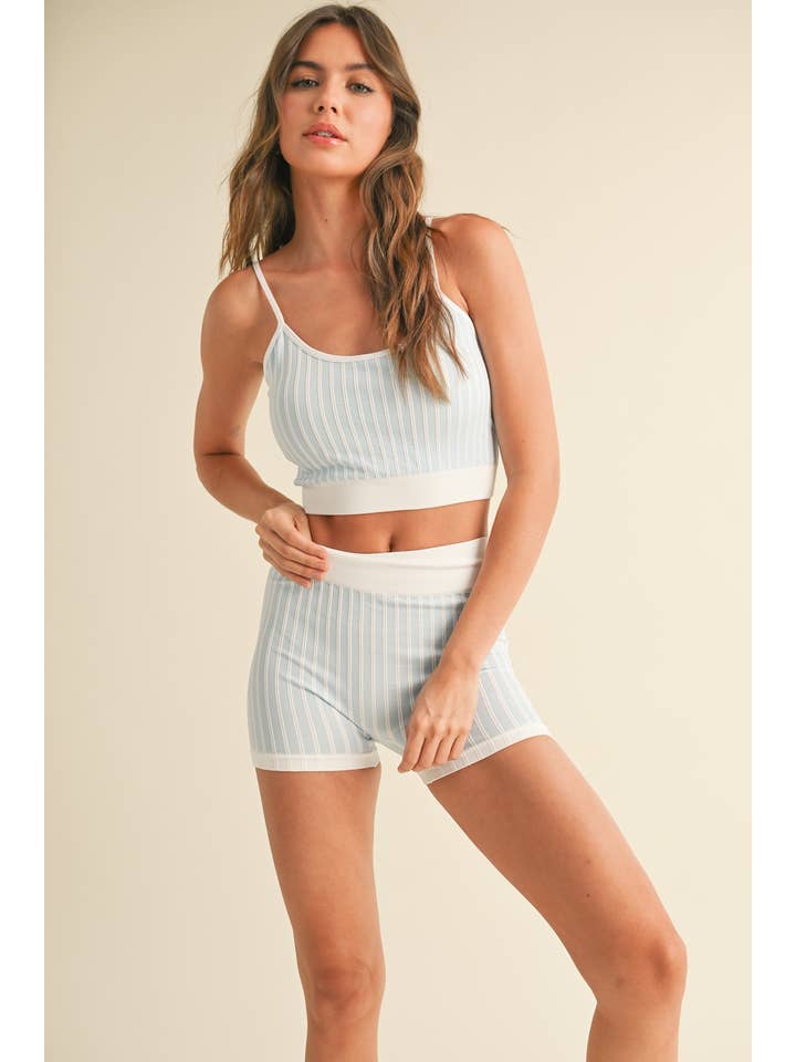 KIMBERLY C - Wholesale Sportkledingset - Dames - Gestreepte Cami Top en Shorts Set23