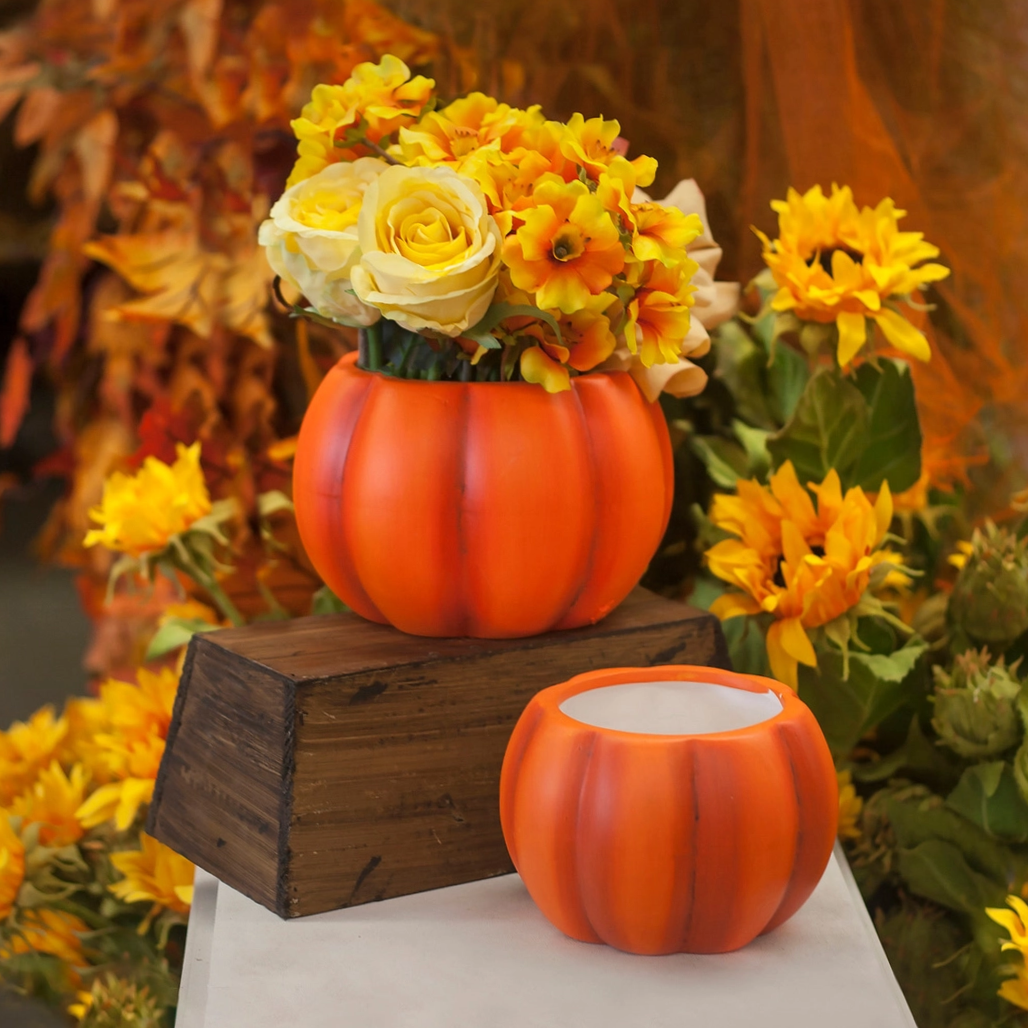 Jacobson - Wholesale Plant Pot - Matte Ceramic Pumpkin Planter - Orange3