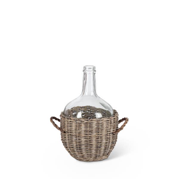 The Gerson Companies - Venta al por mayor Tarros decorativos - Tarro de cristal en canasta de sauce gris lavado
