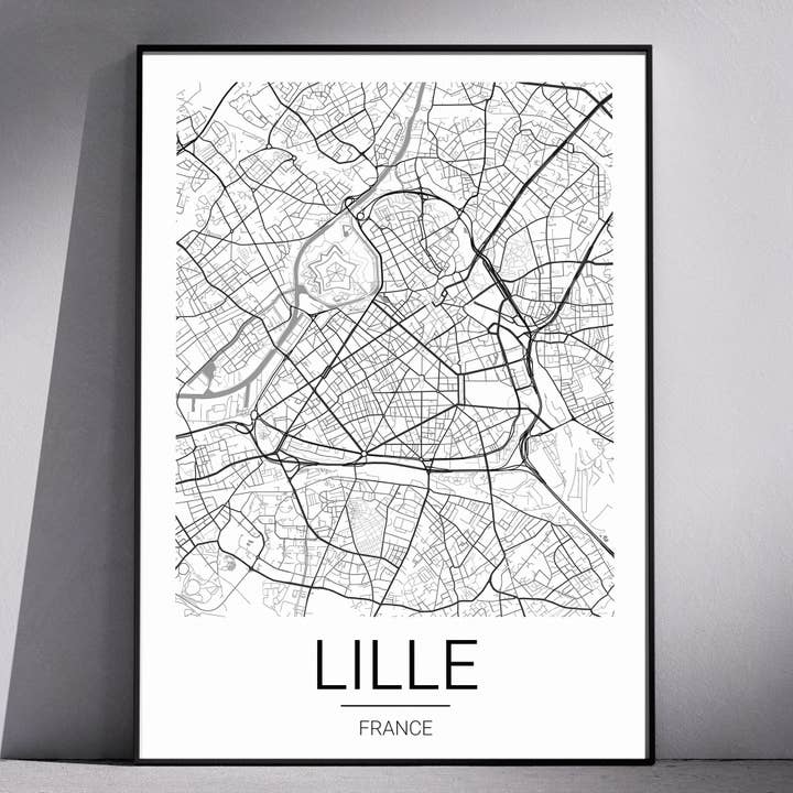 Affiche plan de ville France - Lille / Affiche Plan de Ville pour la vente par DLF creation