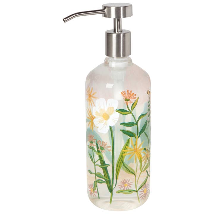 Now Designs by Danica - Wholesale Soap Dispenser - Bees & Blooms Glass Soap Pump