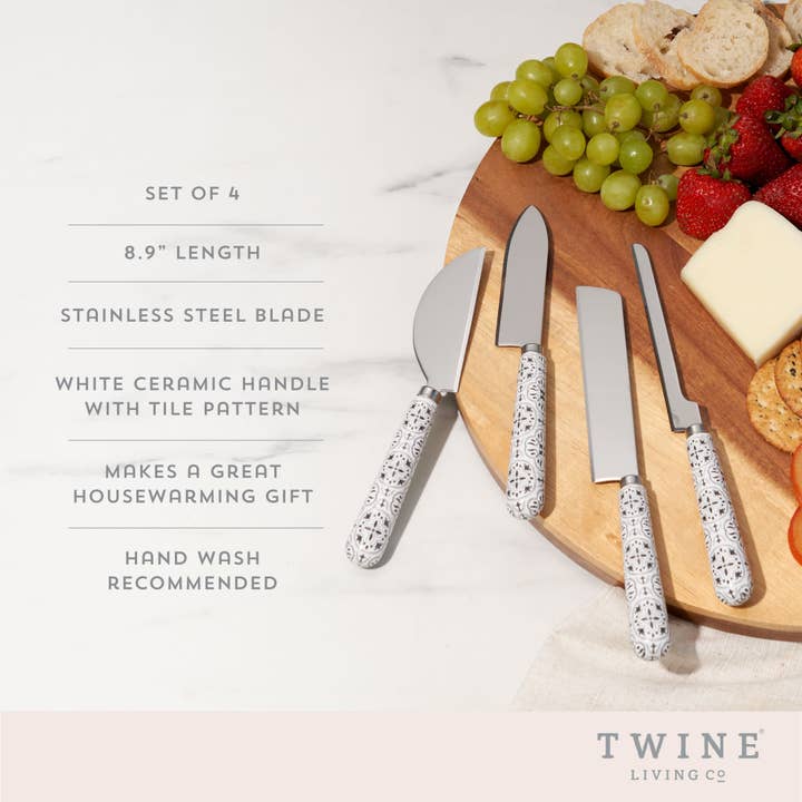 Twine - Wholesale Cheese Spreader - Stainless Steel and Ceramic Tile Cheese Knives Set of 44