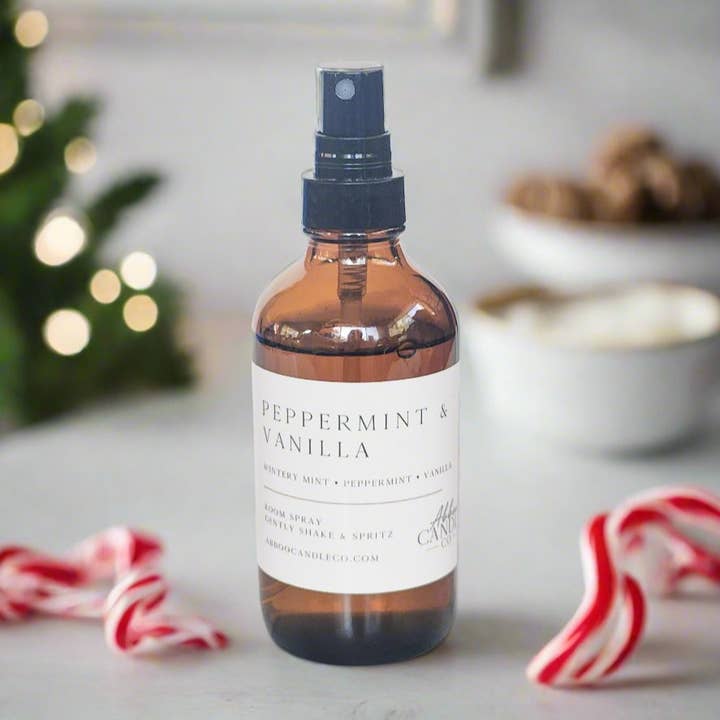 Peppermint and Vanilla Room Spray for wholesale by Abboo Candle Co