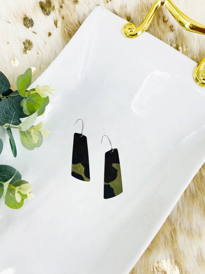Hair On Camo Leather Earrings - E19-2092 for wholesale by Magnolia & Peach Jewelry Boutique, LLC