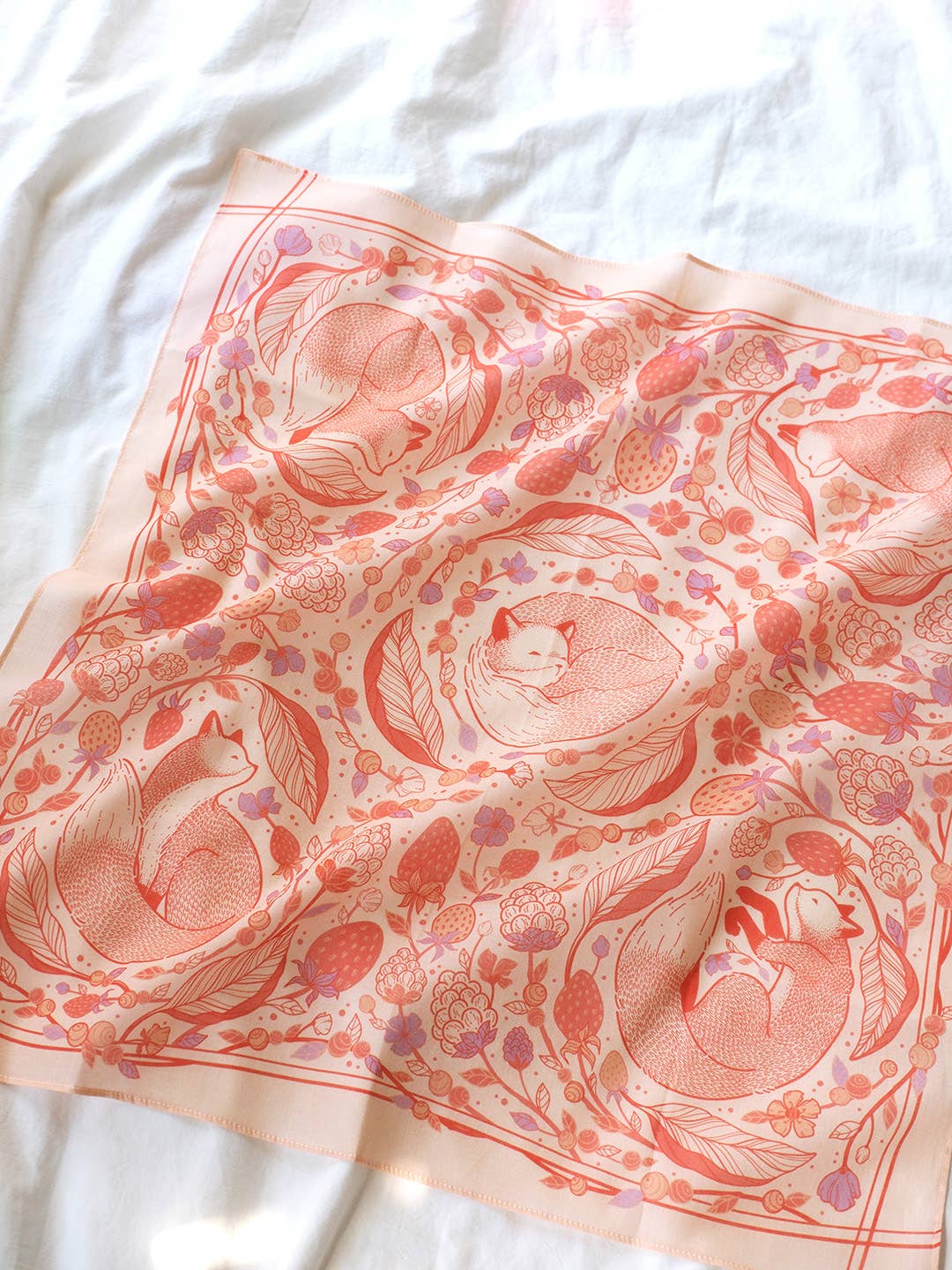 sol&mar art co. - Wholesale Bandana - Unisex - Fox&Berry Bandana Scarf (Blush)2