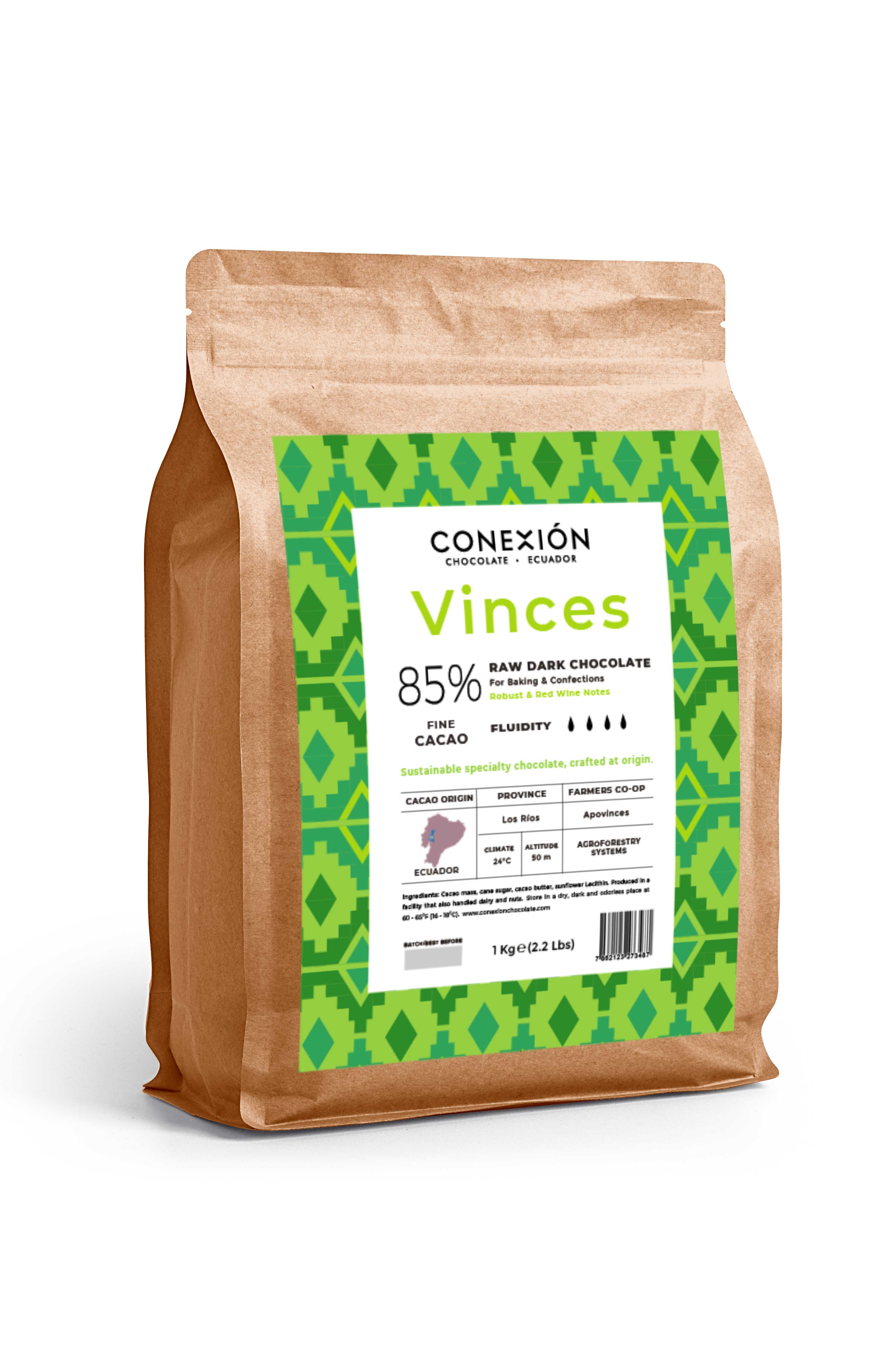 Conexión Chocolate - Wholesale Baking chocolate - Vinces 85%: *Heirloom Raw, Dark Chocolate Couverture