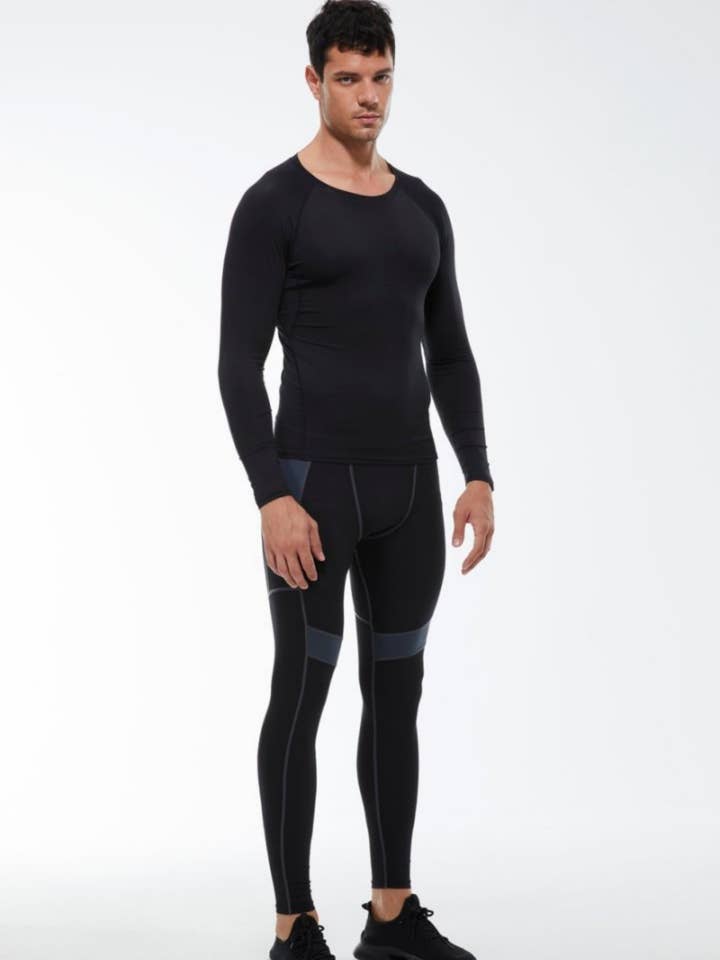Active by Anna-Kaci - Wholesale Athletic Top - Men's - Men's Long Sleeve Athletic Compression Shirt & Crew Neckline3