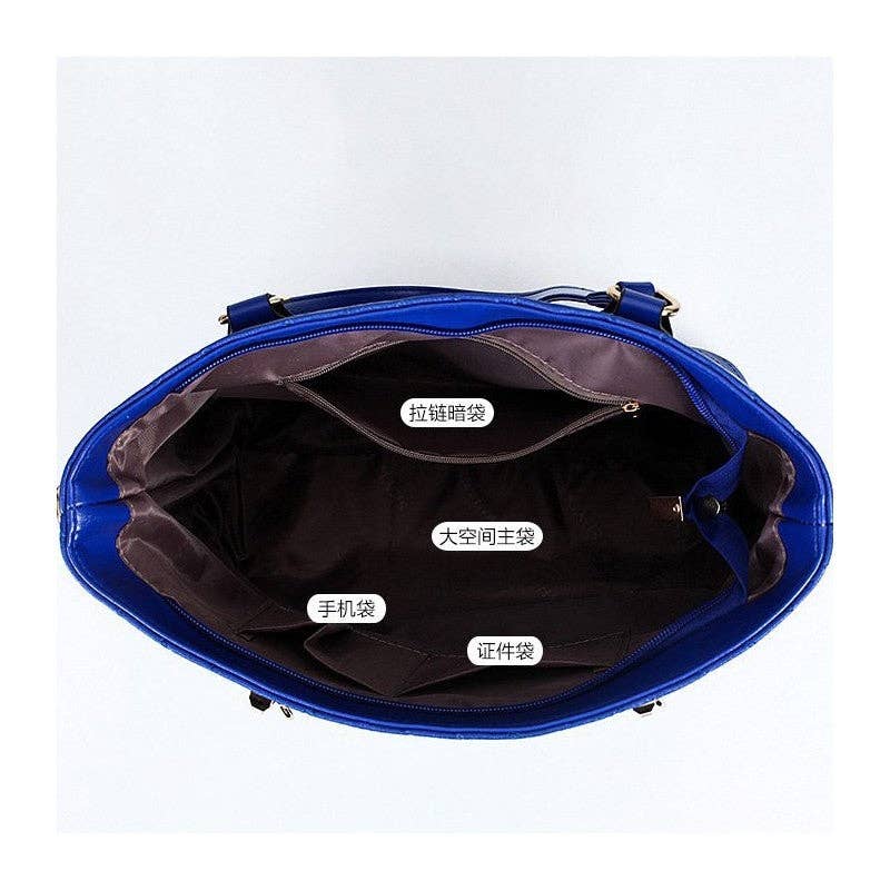 ShieldChic – wholesale Väska med handtag – Dam – 6-Piece Solid färg präglade handväska Set10