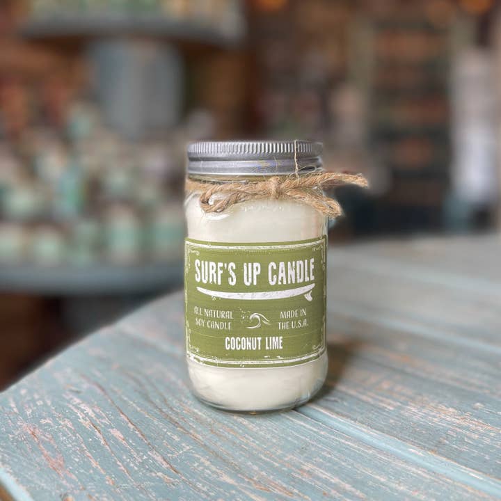 Surfs Up Candle - Wholesale Jar/Filled Candle - Coconut Lime Mason Jar Candle - Original Collection