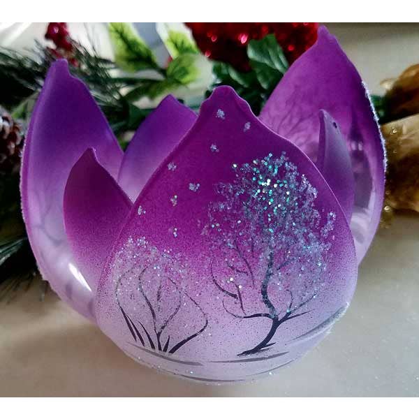 Glass by Iness - Wholesale Candle Holder - White Church In Winter Wonderland Collection - Candle Holder41