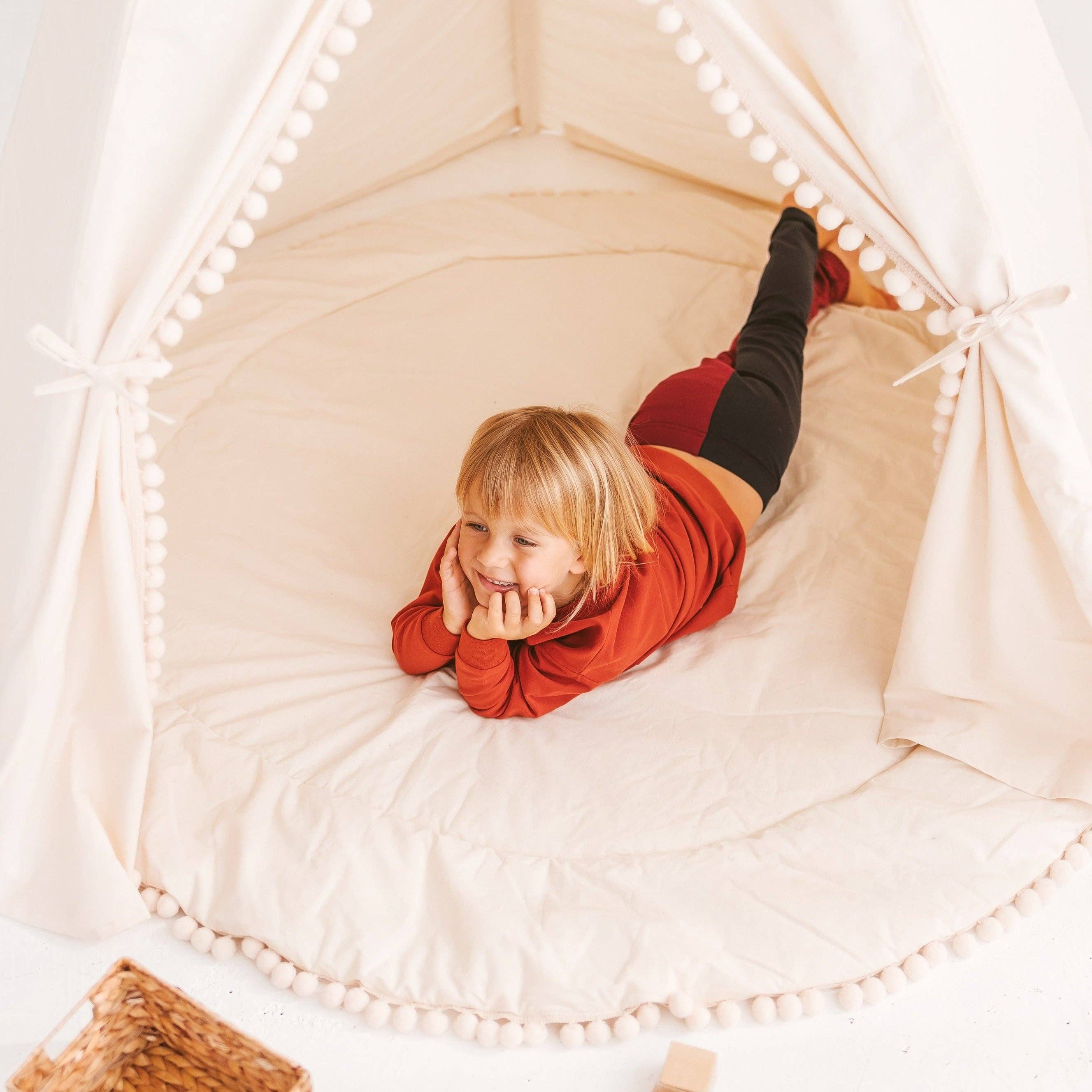 MINICAMP - Wholesale Tent - Kids - MINICAMP Extra Large Kids Teepee Tent with Pom Pom Decor3