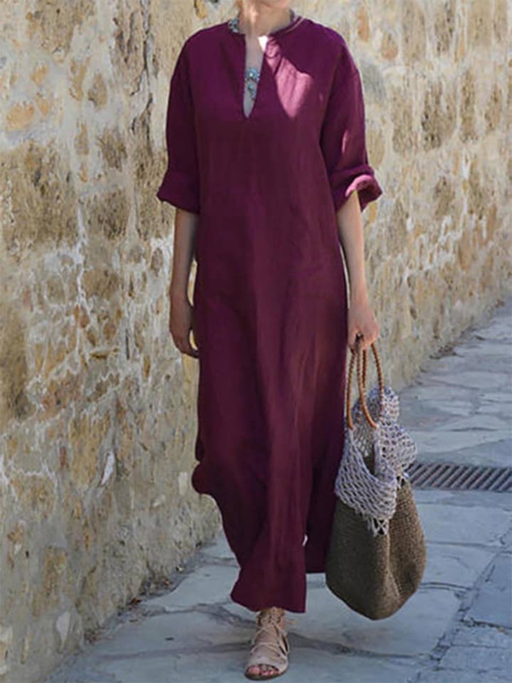 Chicto - Wholesale Dress - Women's - Summer Daily Half Sleeve Slit Women Dress