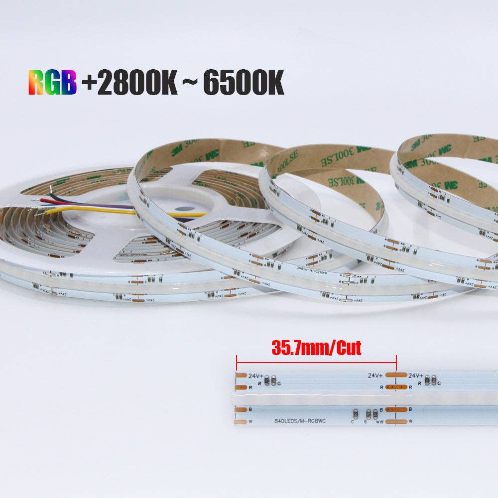 ENER-J – wholesale String lights – 24V RGB+CCT COB LED Strip 5m with Power Supply & Remote6