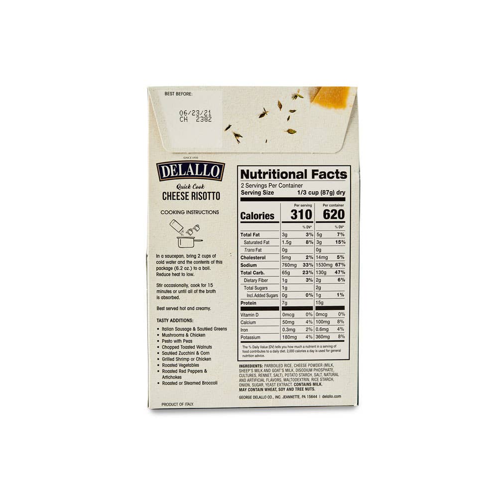 Delallo - Wholesale Risotto - Cheese Risotto (Quick Cook)3