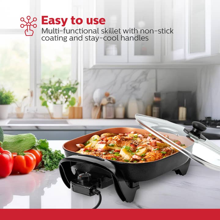 Holstein Housewares - Wholesale Kitchen Appliance - Holstein Housewares 12-inch Non-stick Electric Skillet 18