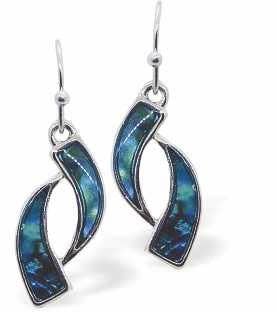 Byzantium Collection Ltd – wholesale Dangle earrings – Natural Paua Shell Tusks Drop Earrings, Rhodium Plated0