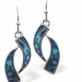Byzantium Collection Ltd – wholesale Dangle earrings – Natural Paua Shell Tusks Drop Earrings, Rhodium Plated0