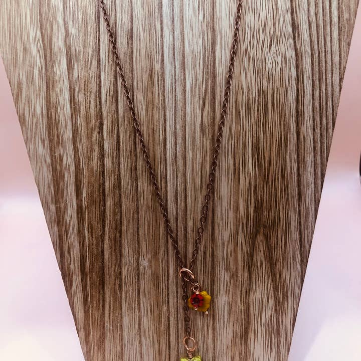 Czech glass lariat necklace for wholesale by Penelope Plum Designs