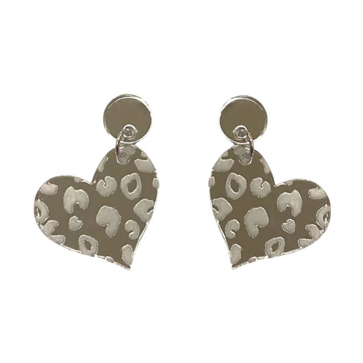 Sixfourteen - Wholesale Dangle Earrings - Silver Leopard Heart dangly earrings0