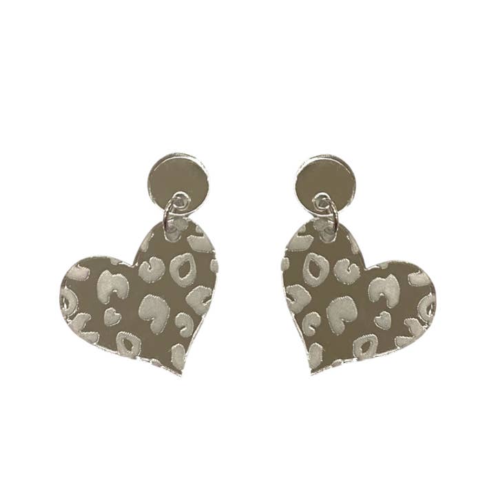 Sixfourteen - Vendita all'ingrosso Orecchini pendenti - Orecchini pendenti in argento con cuore leopardato