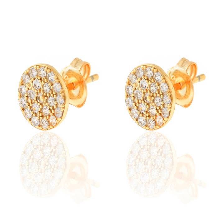 Boucles d'oreilles longues/créoles zircone - 8 mm - plaqué argent pour la vente par Buganto