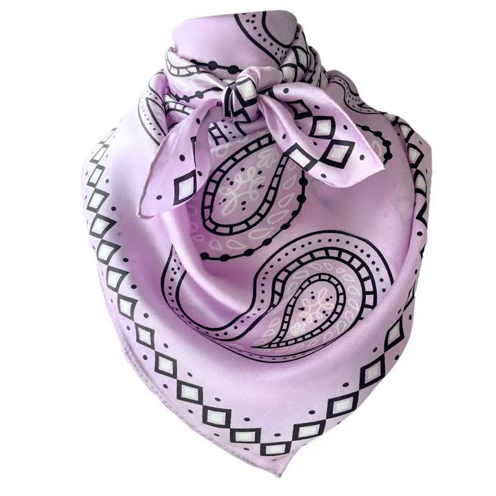Paisley Wild Rags (Birdie) Purple Lilac Silk Scarf for wholesale by Cowtown Wild Rags