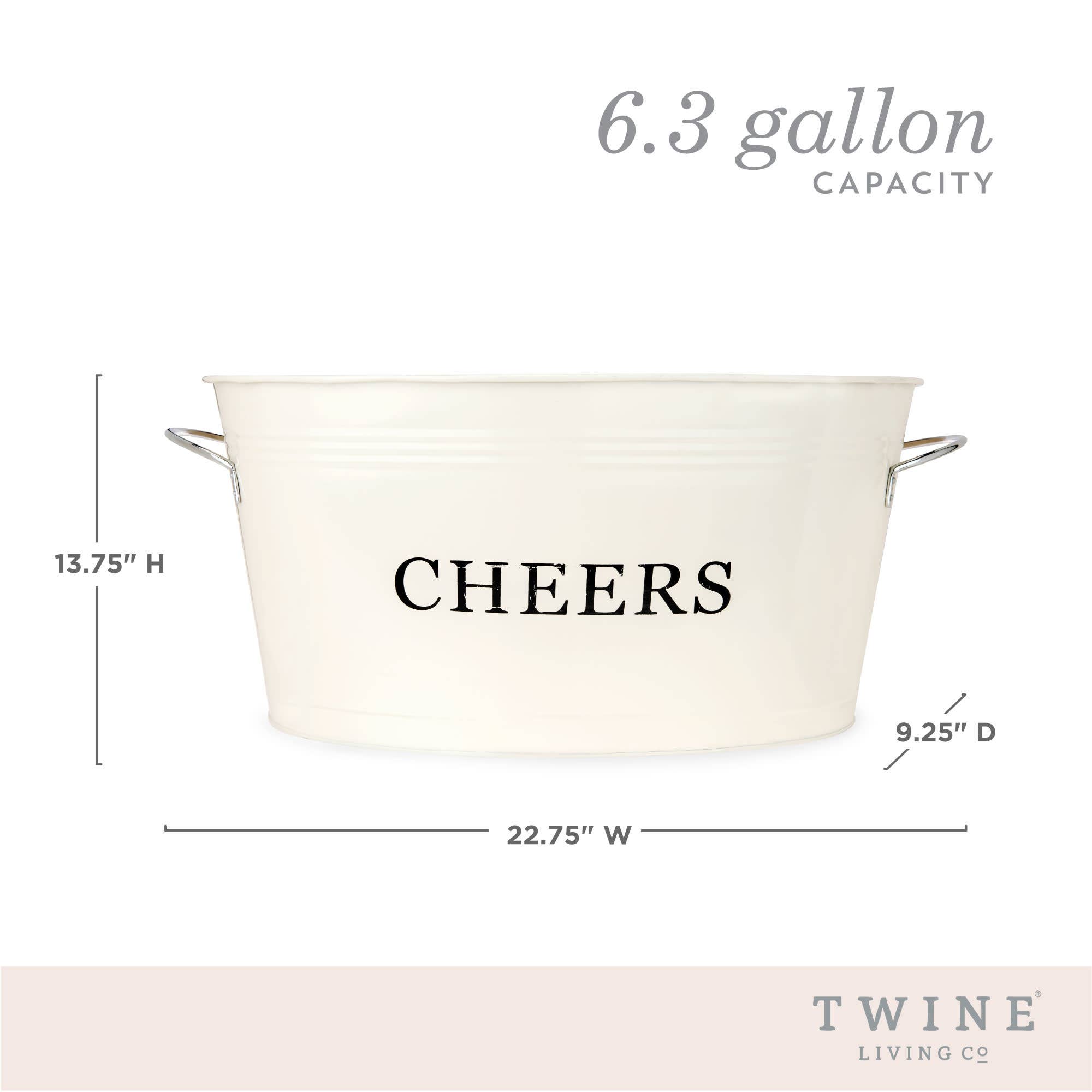 Twine - Wholesale Ice Bucket - Galvanized Metal Beverage Tub with Handles Cheers in Cream5