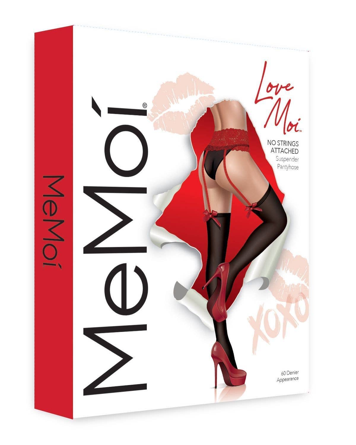 Black Red No Strings Attached Suspender Pantyhose for wholesale on Faire3