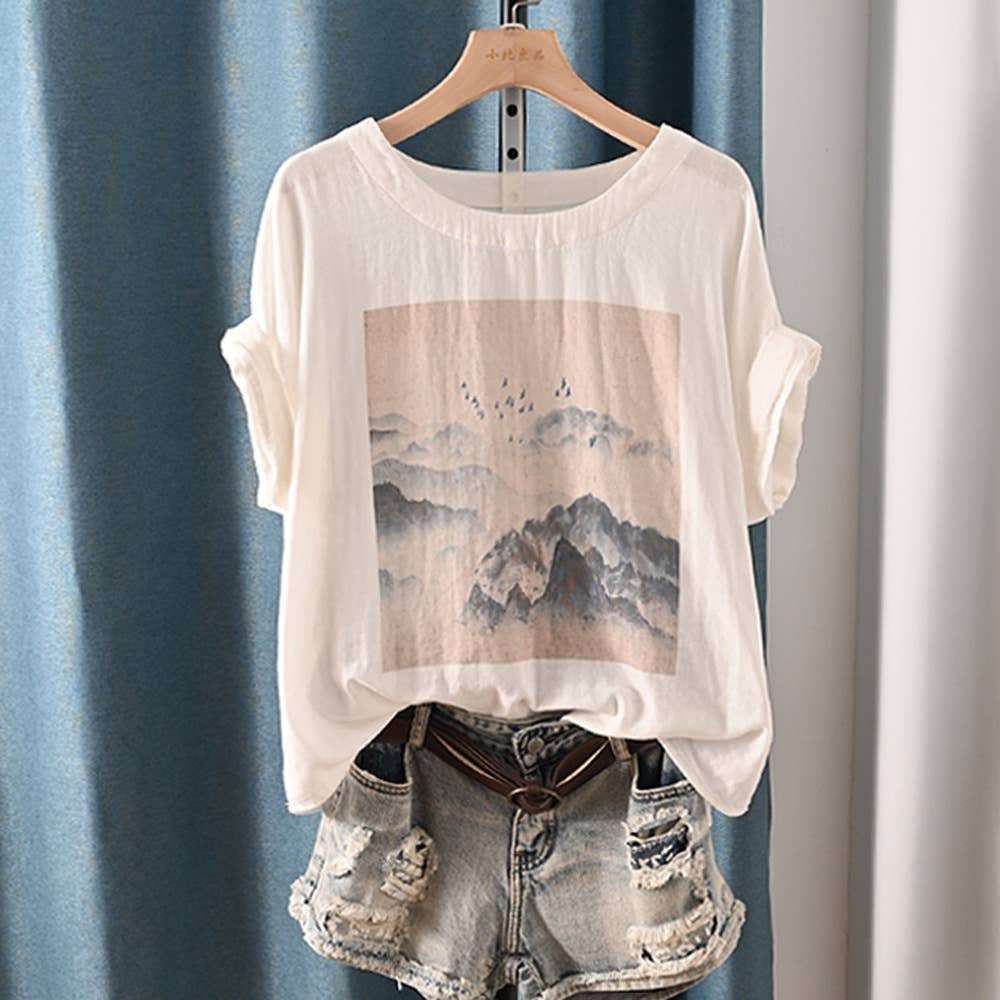 Whisper Mint – wholesale Screen printed t-shirt – Women′s – round neck  printed double cotton yarn short-sleeved T-shirt4