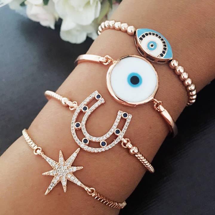 Evileyefavor - Vendita all'ingrosso Parure di gioielli - Bracciale Evil Eye, Bracciale Ferro di Cavallo, Bracciale Murano1