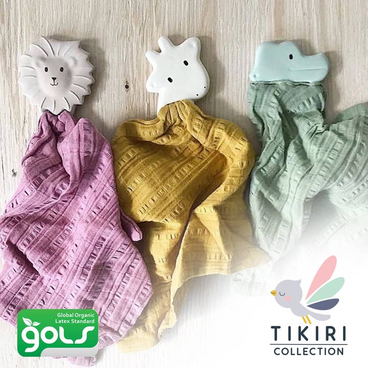 Tikiri Toys LLC - Wholesale Teether (Not Clip-On) - Baby - Giraffe Comforter Mustard Yellow w/Natural Rubber Teether