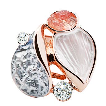 ENAMELED ELASTIC RING WITH RHINESTONES AND STONES - SW24464A175 for wholesale by AMORINO SRL