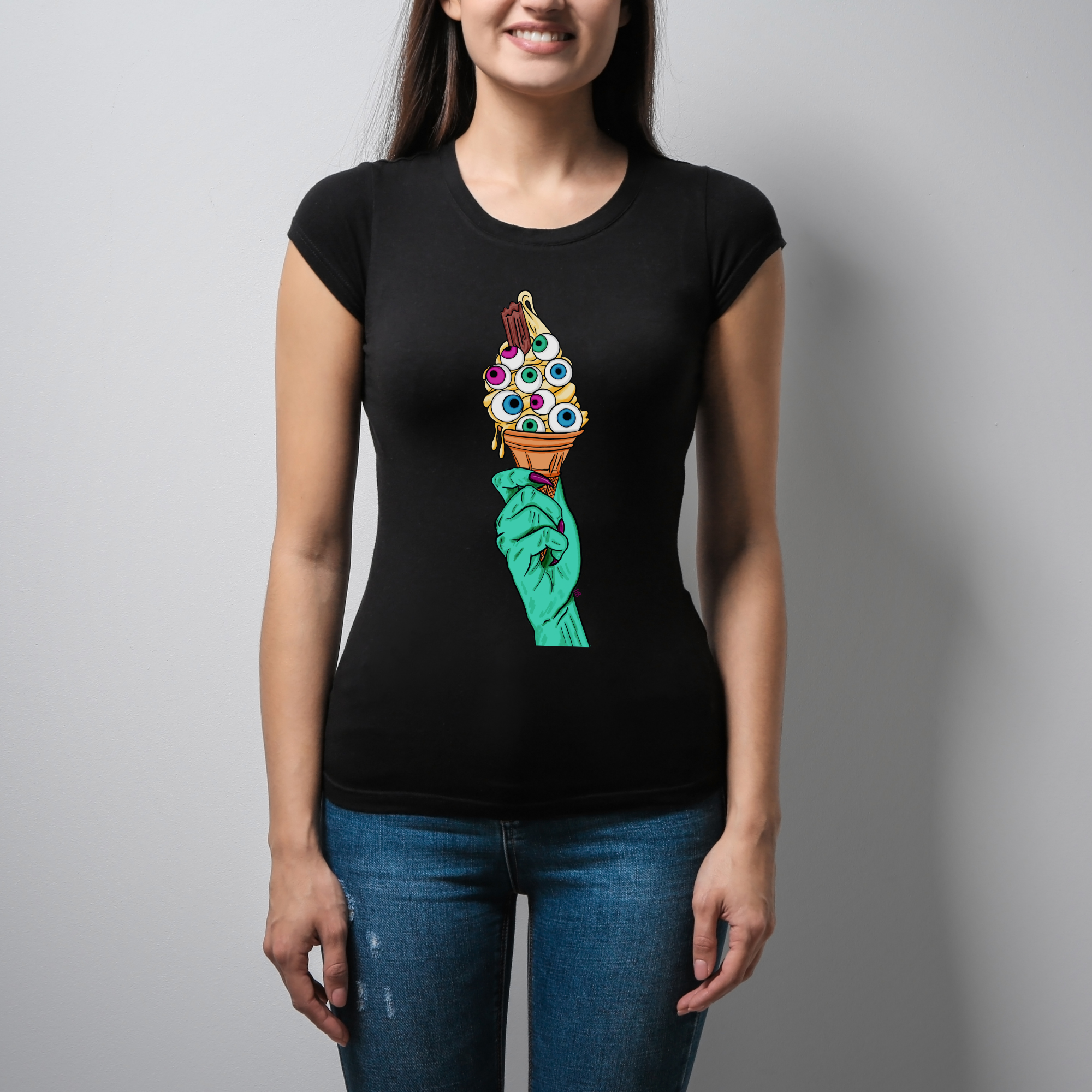 Hannah Kate Makes - Wholesale T-Shirt (Graphic) - Unisex - Eye Scream T-shirt - Black - Ice Cream - 100% Cotton11