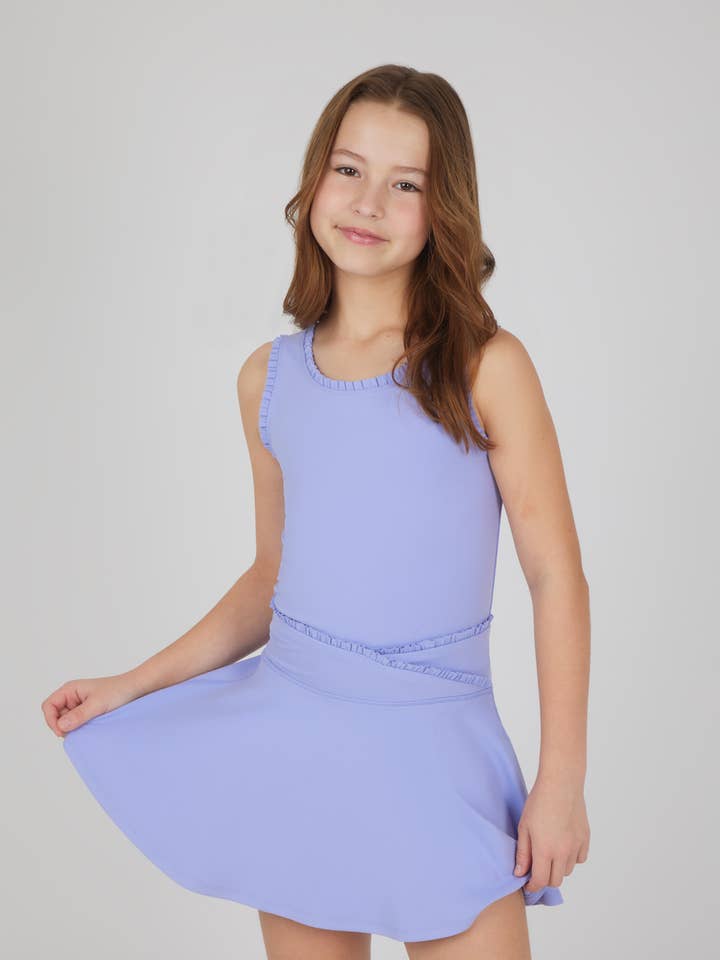 Débardeur à bordure en laitue et jupe-short croisée à volants pour filles - Ensemble pour la vente par 90 Degree by Reflex & Yogalicious